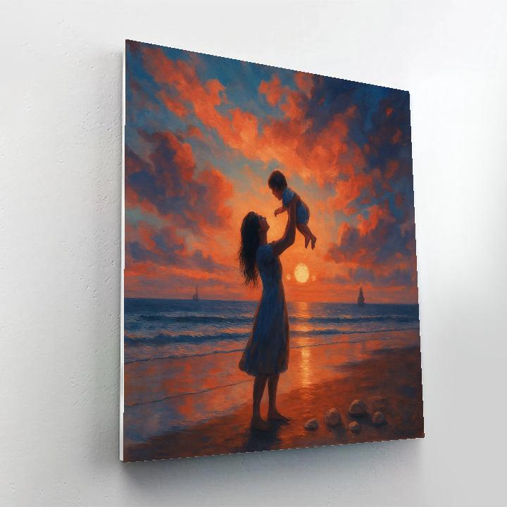 Seaside Sunset Embrace Mother And Child DIY paint by numbers