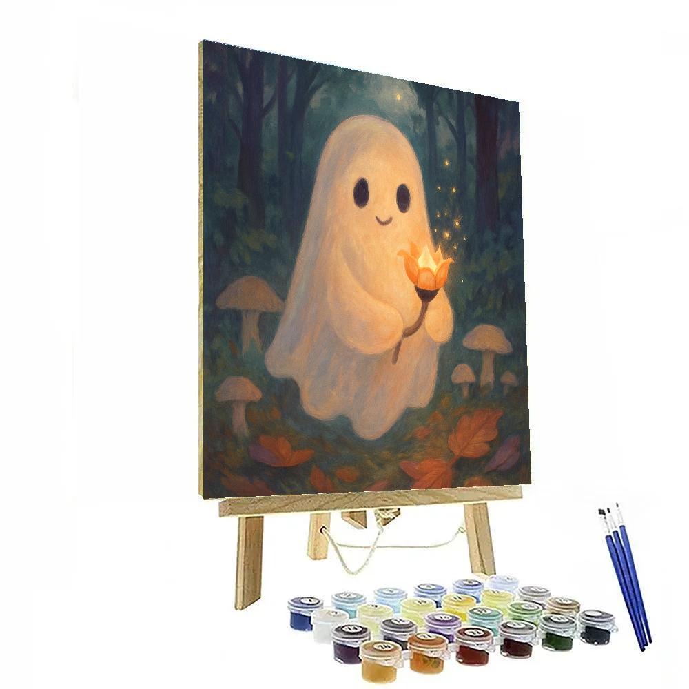 Forest Ghost With Lantern Blossom paint by numbers