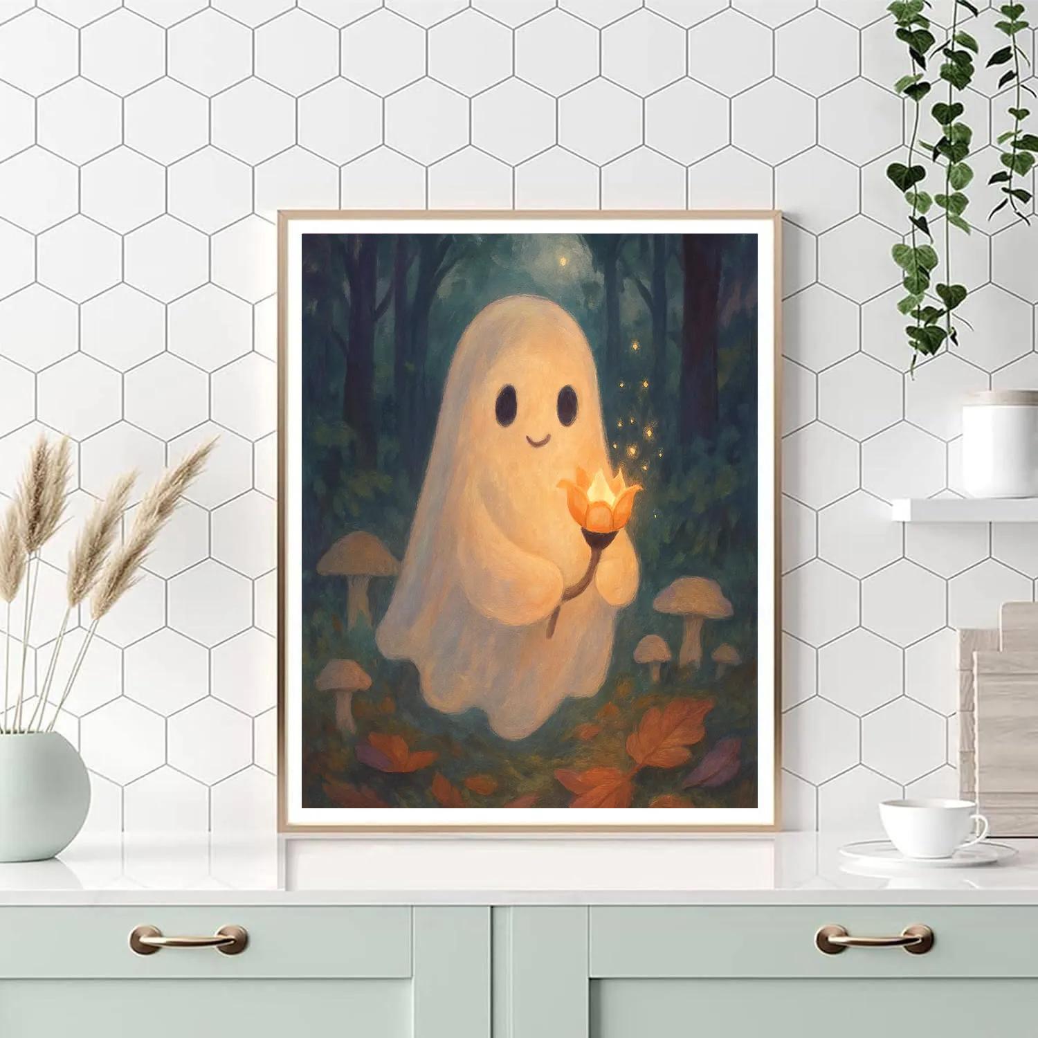 Forest Ghost With Lantern Blossom paint by numbers