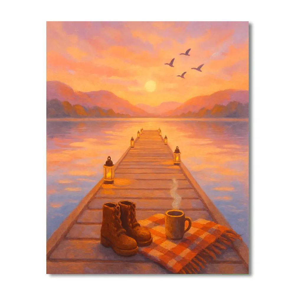 Golden Dockside Reverie Number painting
