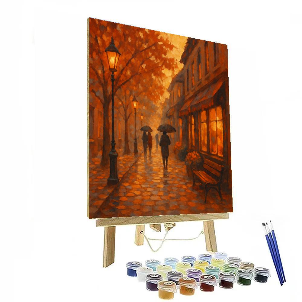 Sunset Glow On Cobblestone Lane paint by numbers