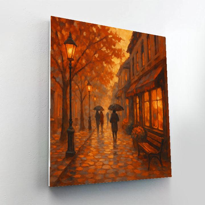 Sunset Glow On Cobblestone Lane paint by numbers