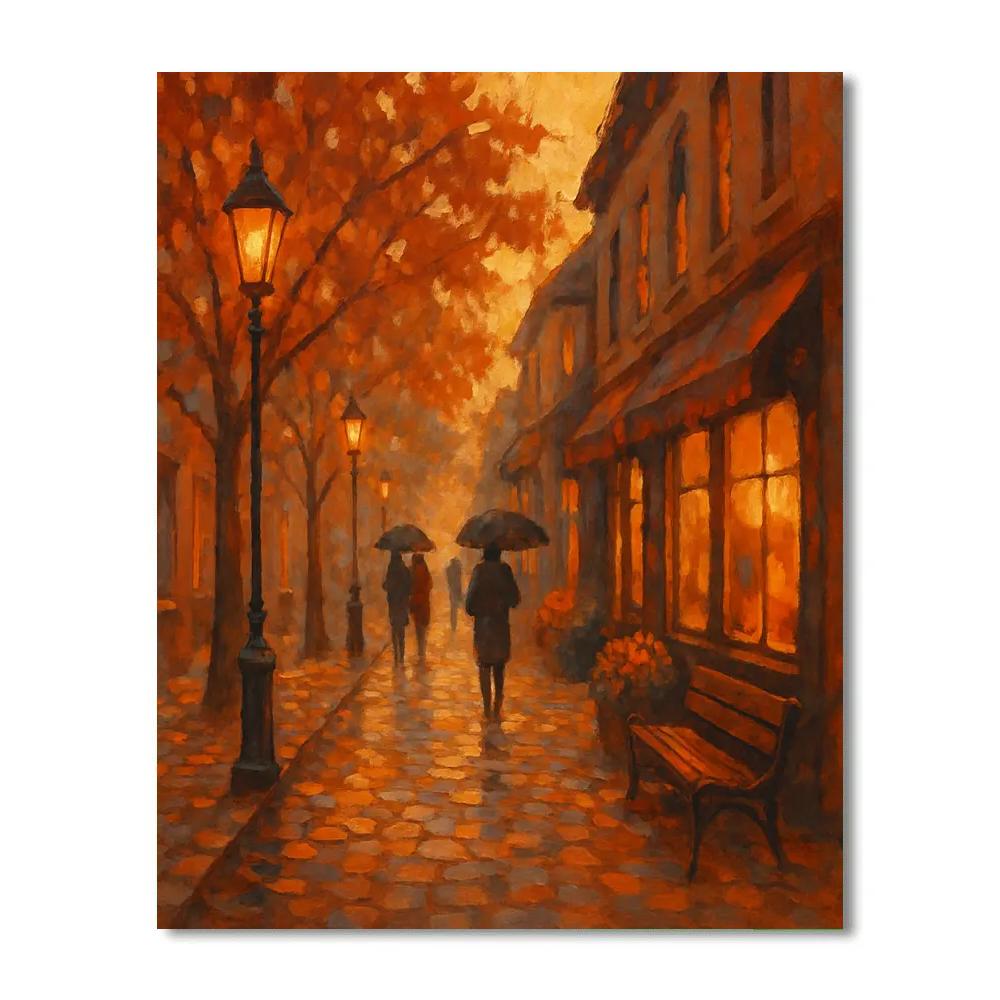 Sunset Glow On Cobblestone Lane paint by numbers