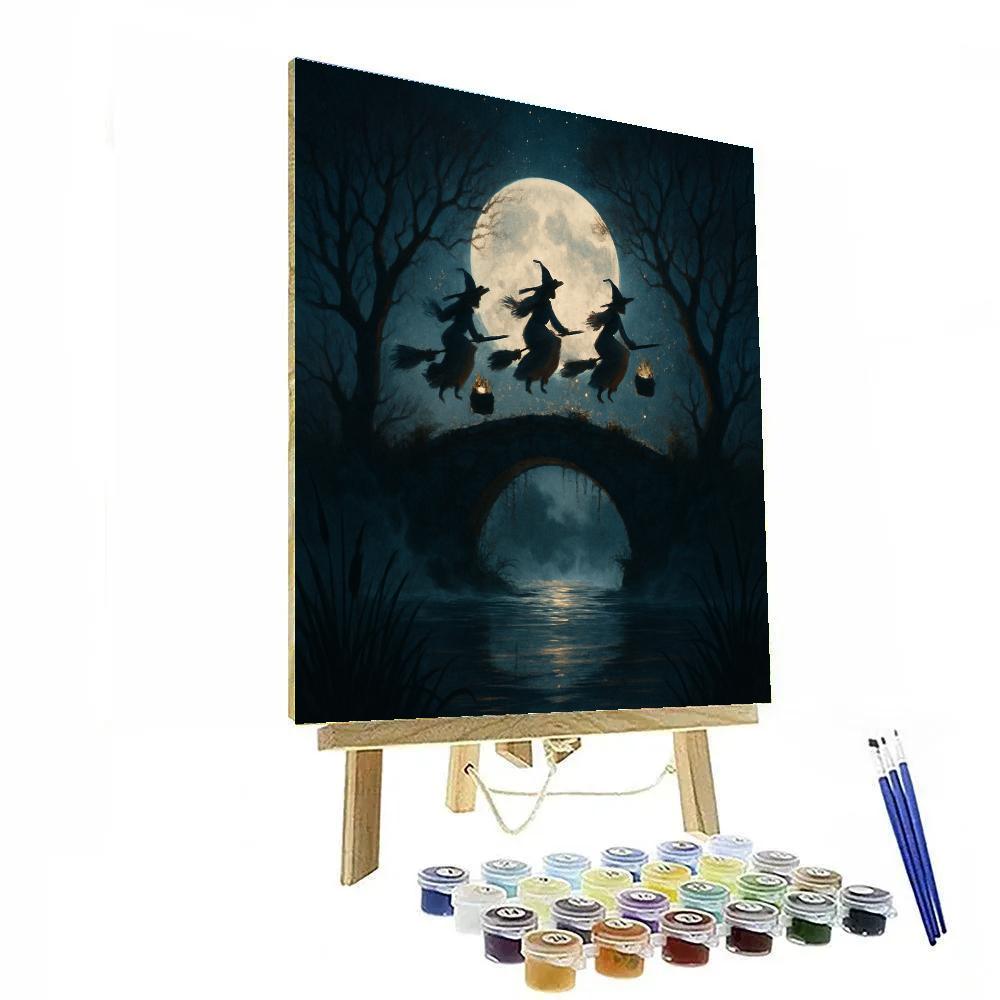 Witches Over The Antique Bridge Paint by numbers art
