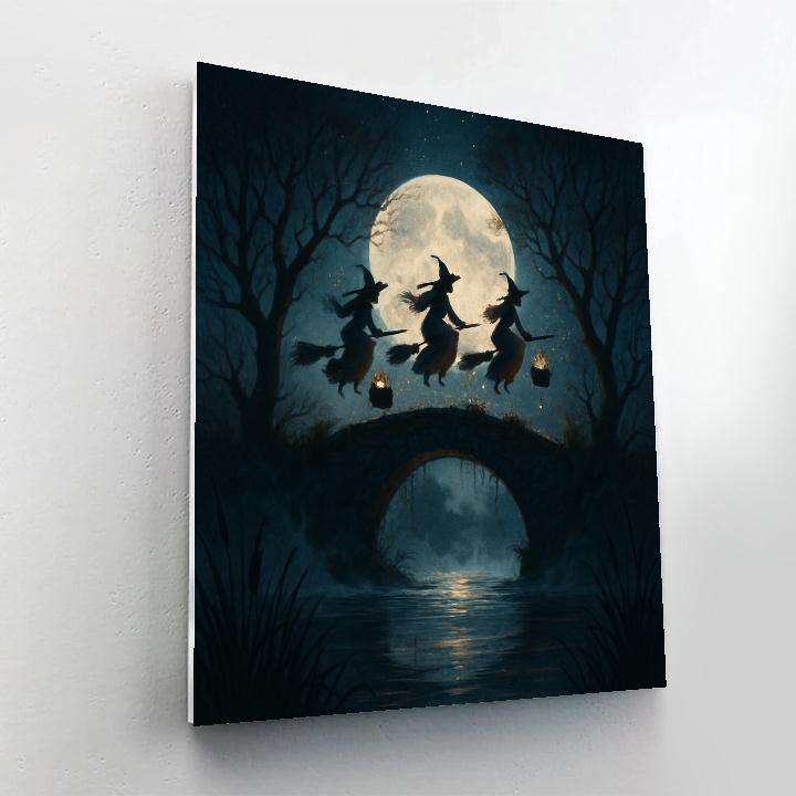 Witches Over The Antique Bridge Paint by numbers art