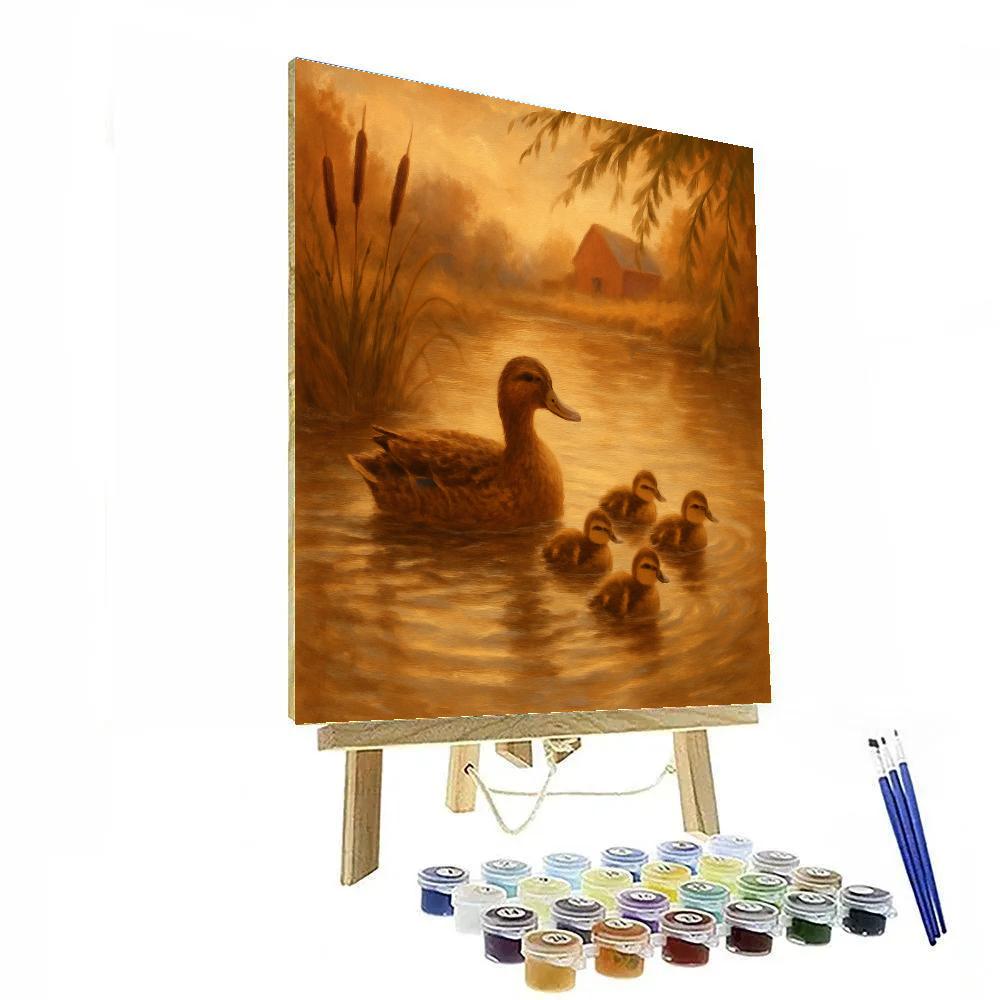 Ducks Pond Golden Afternoon painting number kit