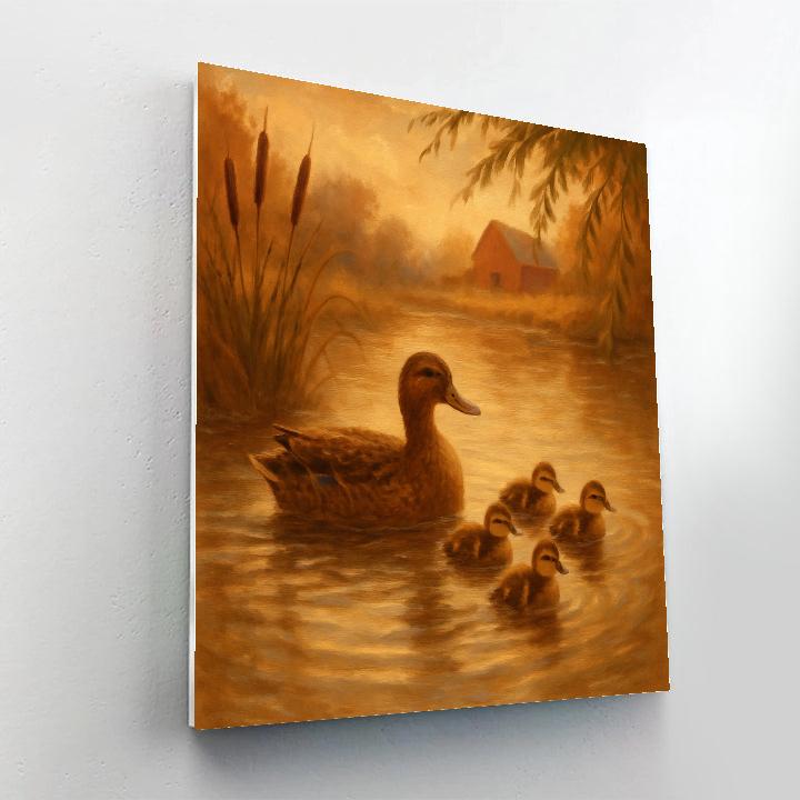 Ducks Pond Golden Afternoon painting number kit