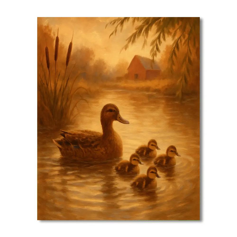 Ducks Pond Golden Afternoon painting number kit