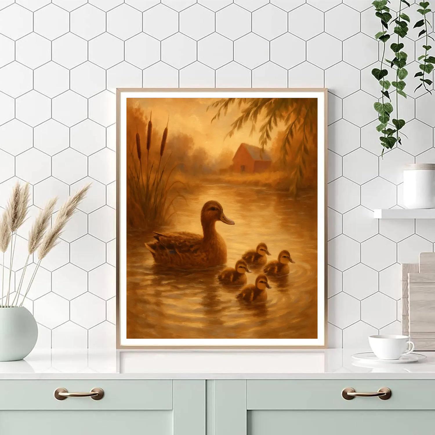 Ducks Pond Golden Afternoon painting number kit