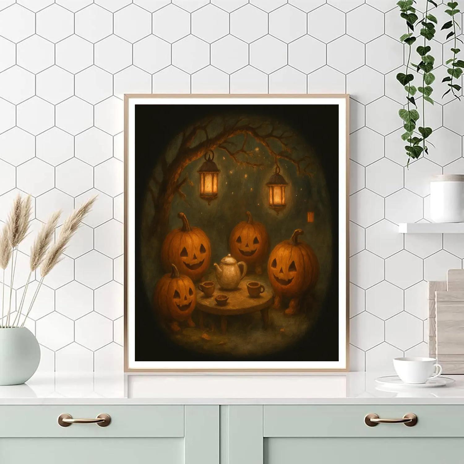 Enchanted Pumpkin Tea Party painting number kit