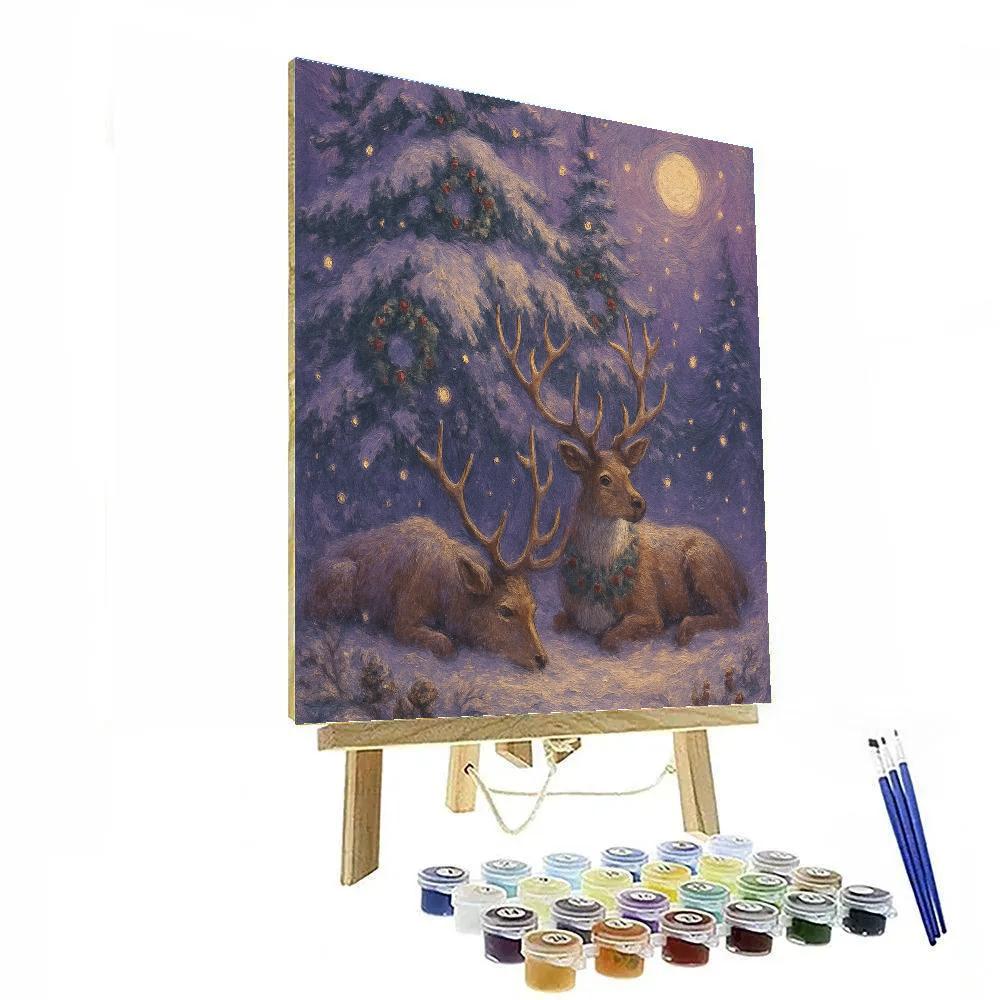 Reindeer Lullaby Forest Scene Paint by numbers kits