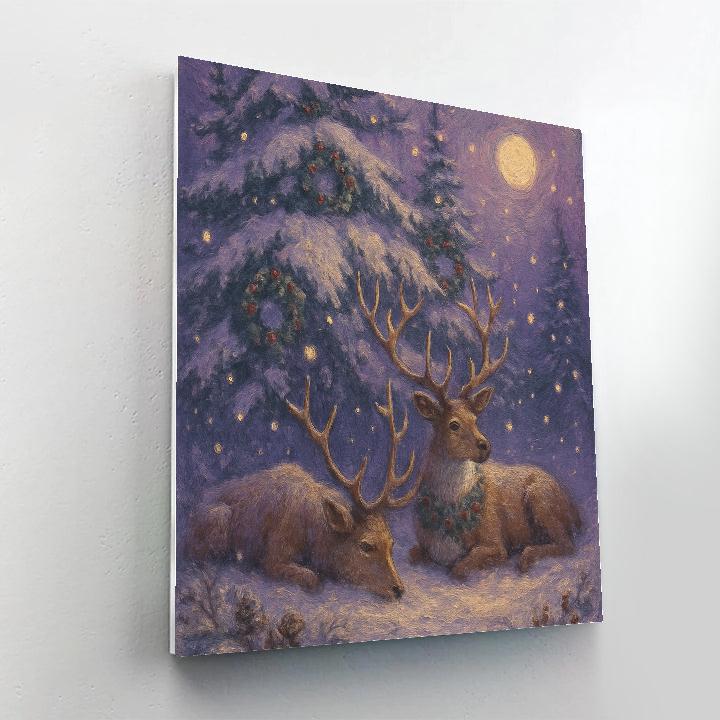 Reindeer Lullaby Forest Scene Paint by numbers kits