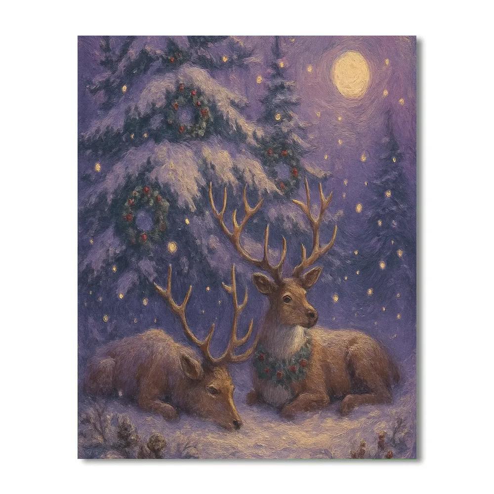 Reindeer Lullaby Forest Scene Paint by numbers kits