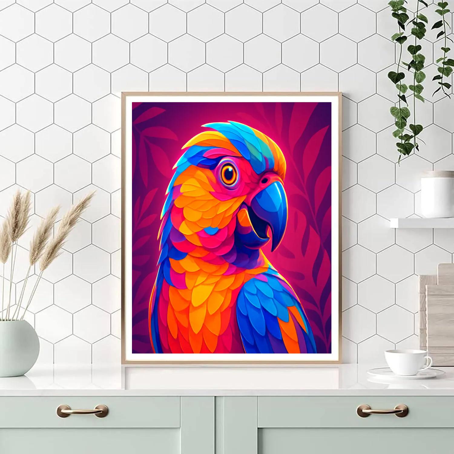 Vivid Parrot Mosaic paint by color