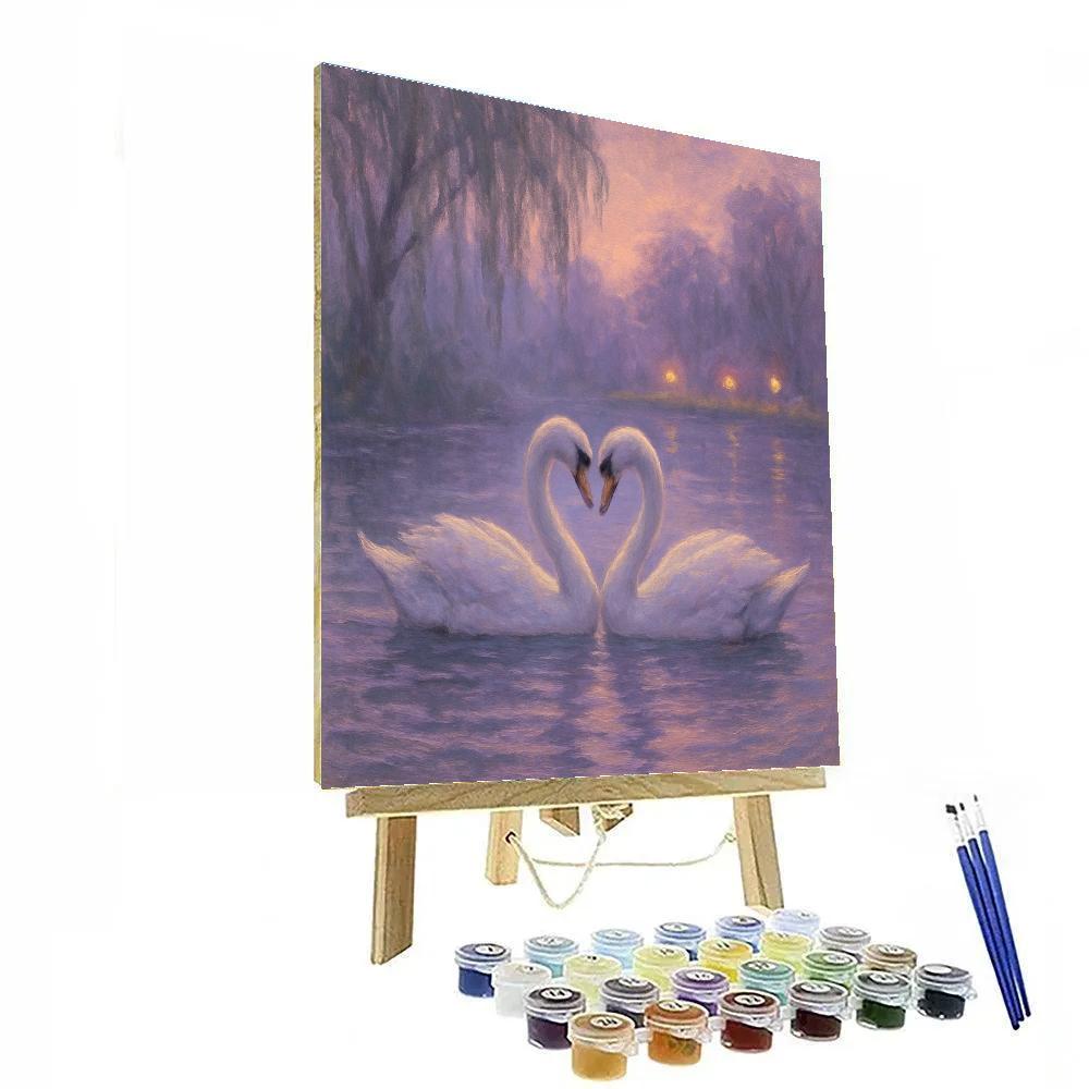 Twilight Swans At Serene Lake Paint by numbers art