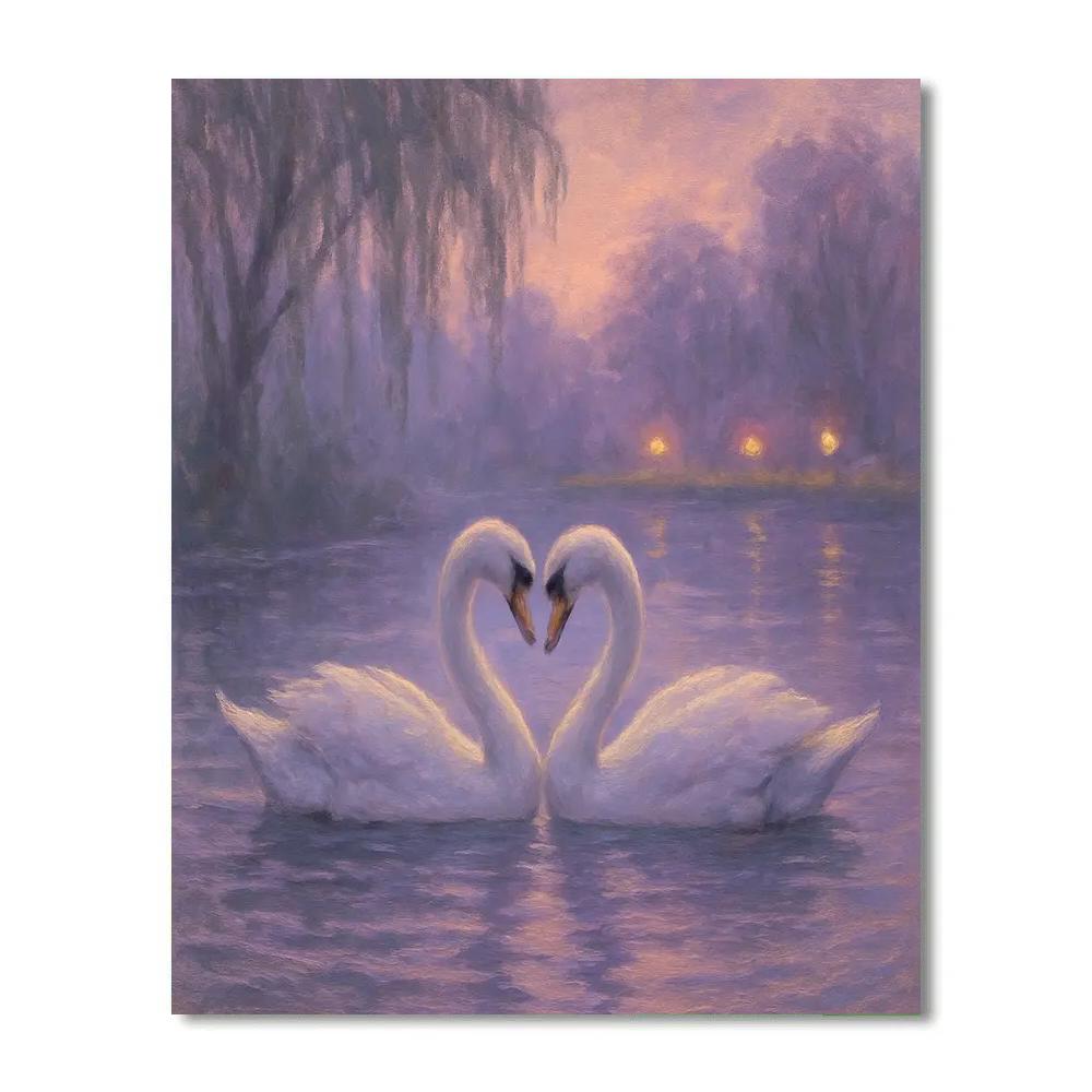 Twilight Swans At Serene Lake Paint by numbers art