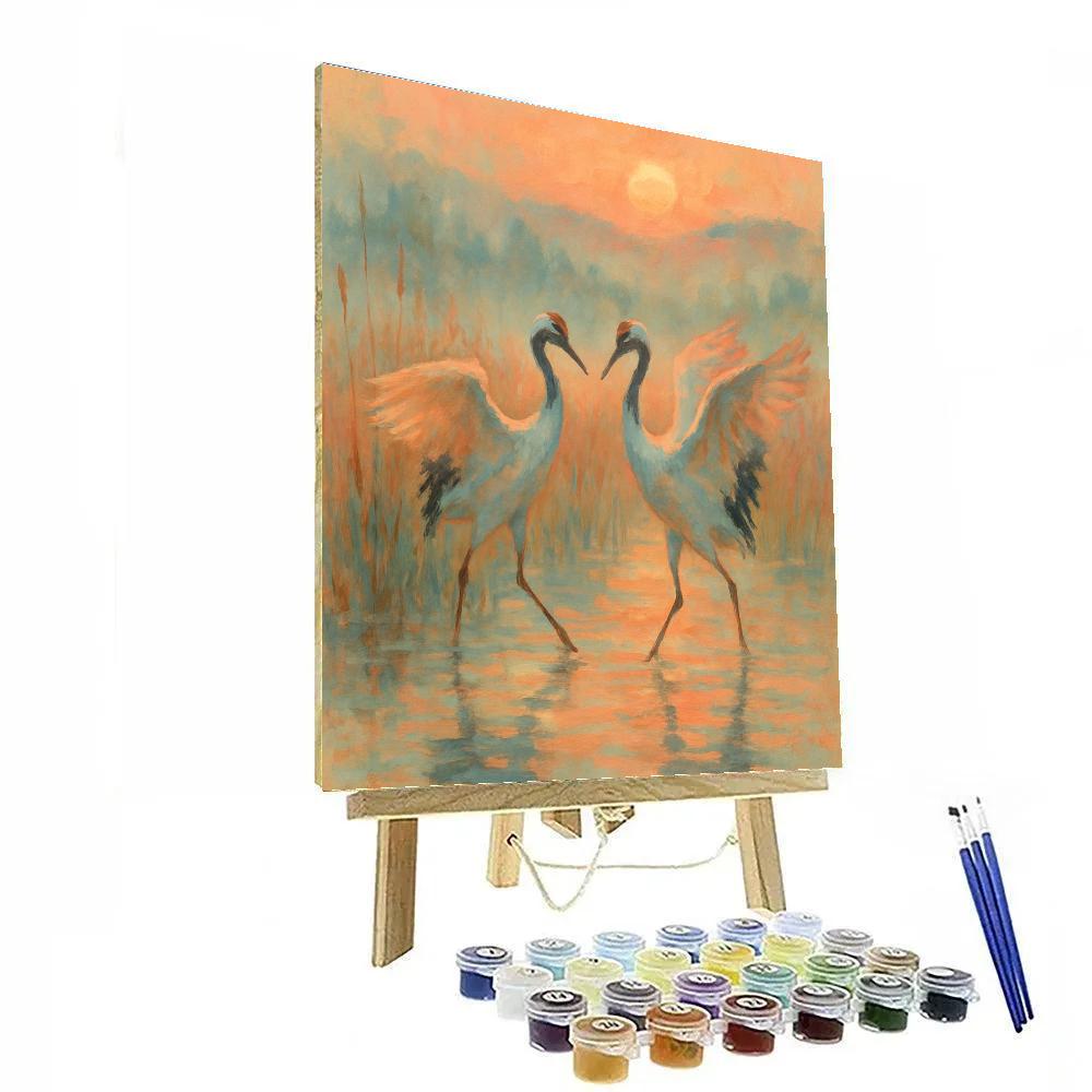 Cranes Sunrise Ballet painting number kit