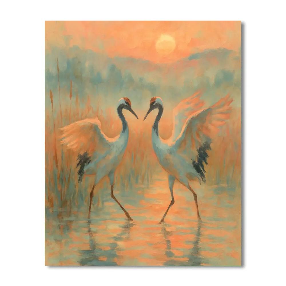 Cranes Sunrise Ballet painting number kit