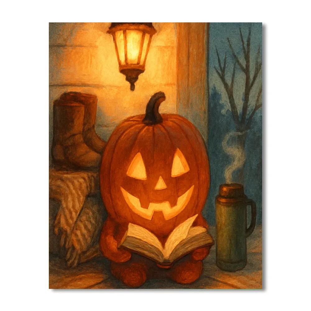 Porchlight Pumpkin Reading Hour paint by number
