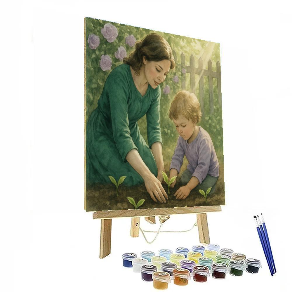 Quiet Garden Lesson With Mother Number painting
