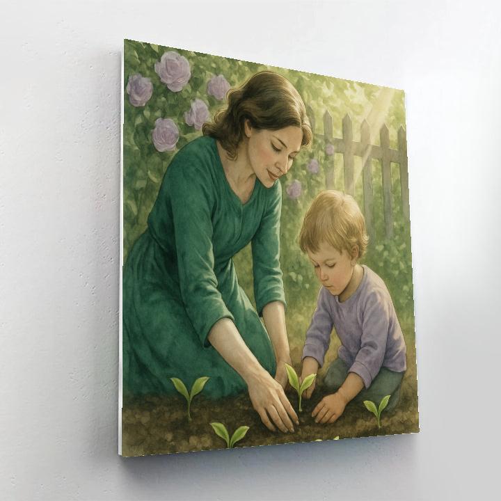 Quiet Garden Lesson With Mother Number painting