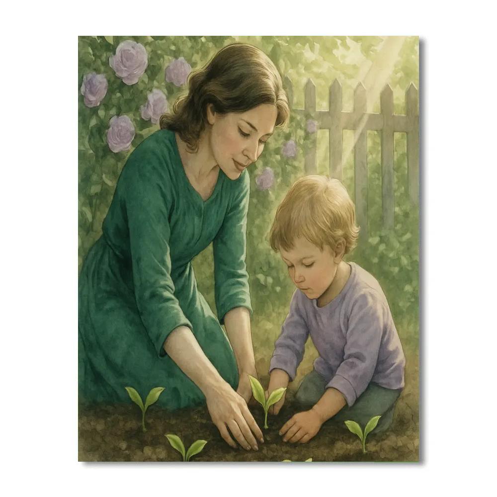 Quiet Garden Lesson With Mother Number painting