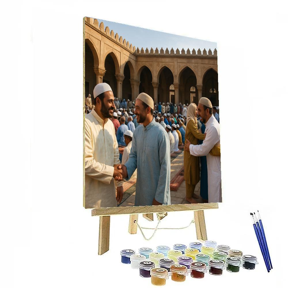 Eid Morning Mosque Courtyard paint by number