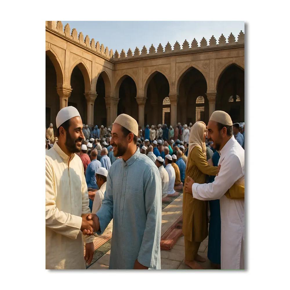 Eid Morning Mosque Courtyard paint by number
