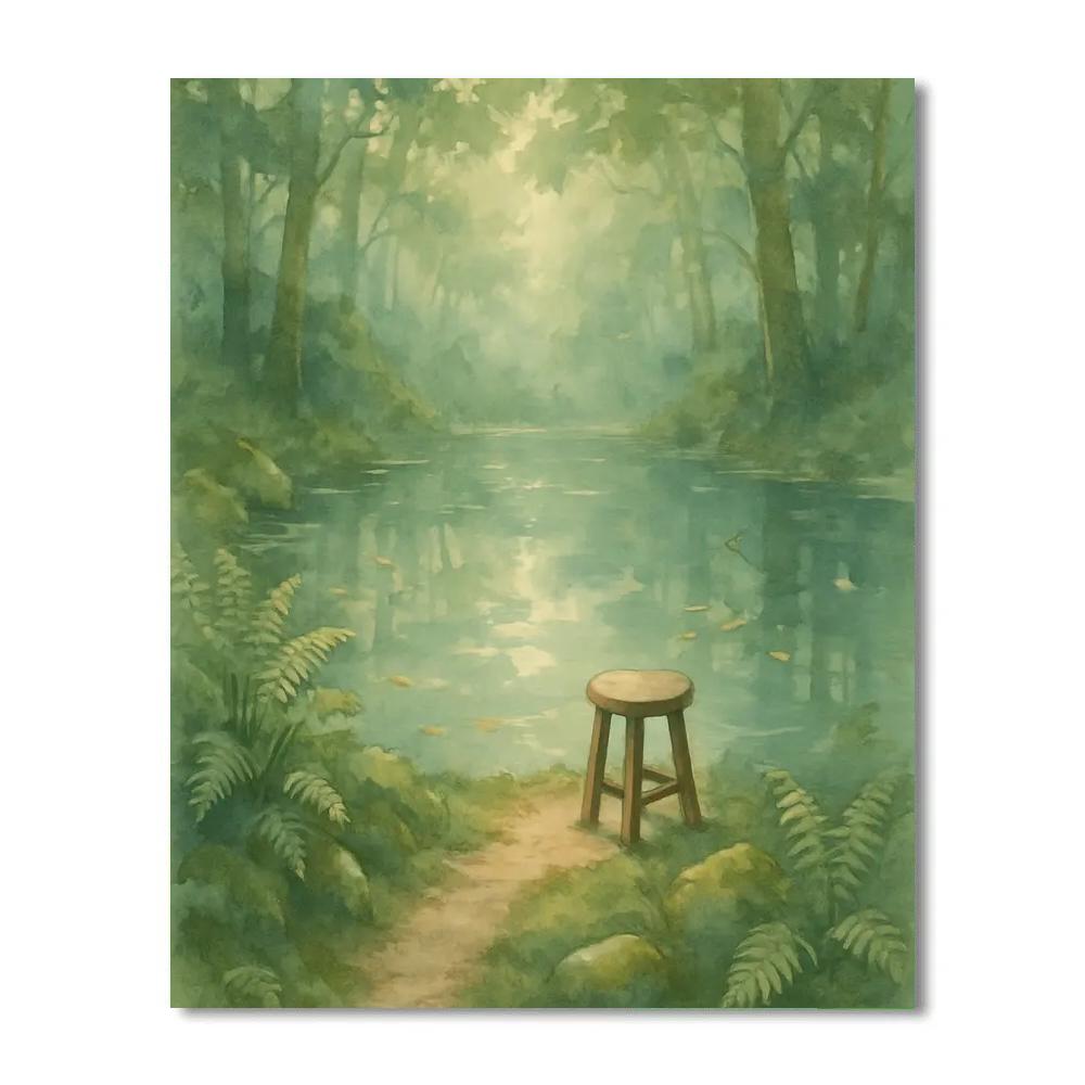 Hidden Forest Pond Retreat paint by color