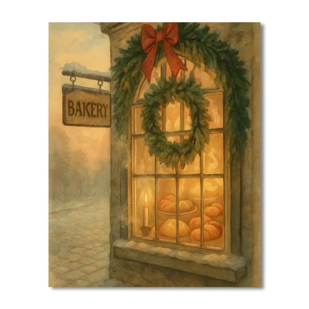 Wreath Window Bakery Morning paint by color