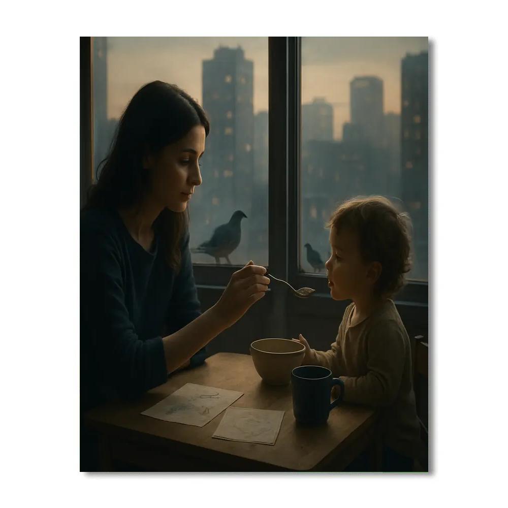 City Window Breakfast With Mother paint by numbers