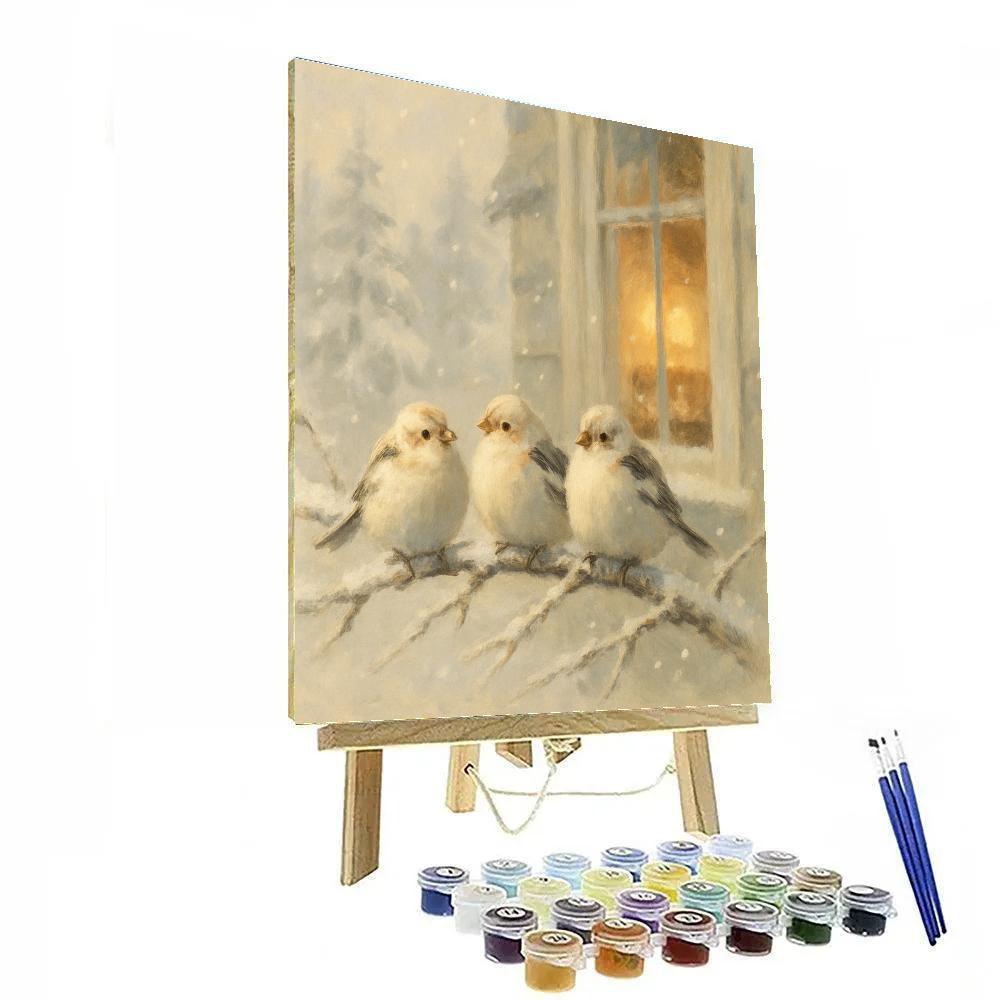 Snowy Finch Window View painting number kit