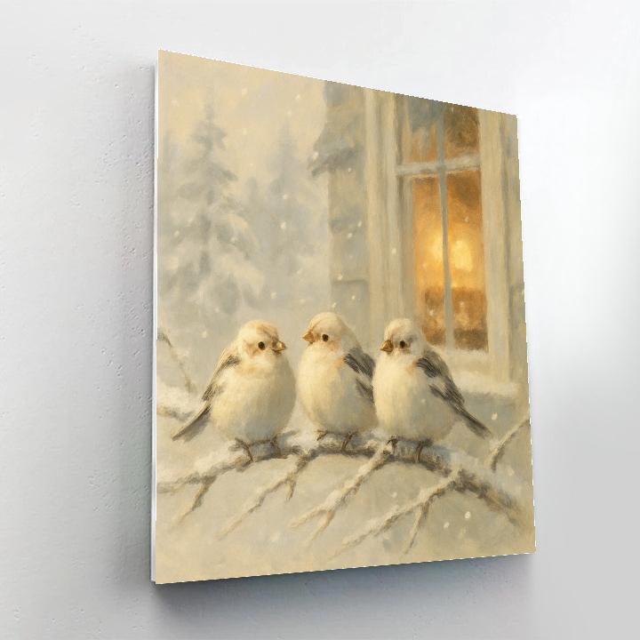 Snowy Finch Window View painting number kit