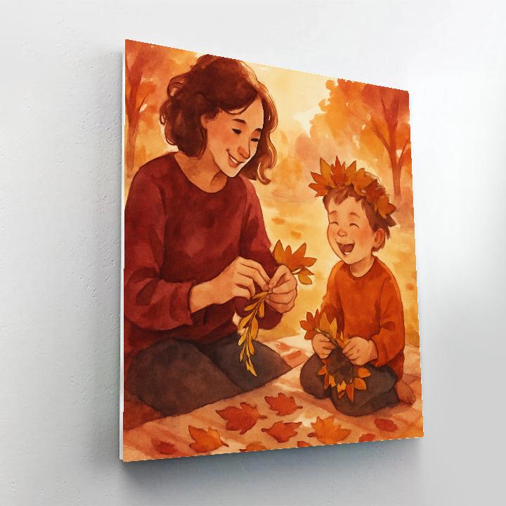 Autumn Leaf Crown Making With Mom Paint by numbers art
