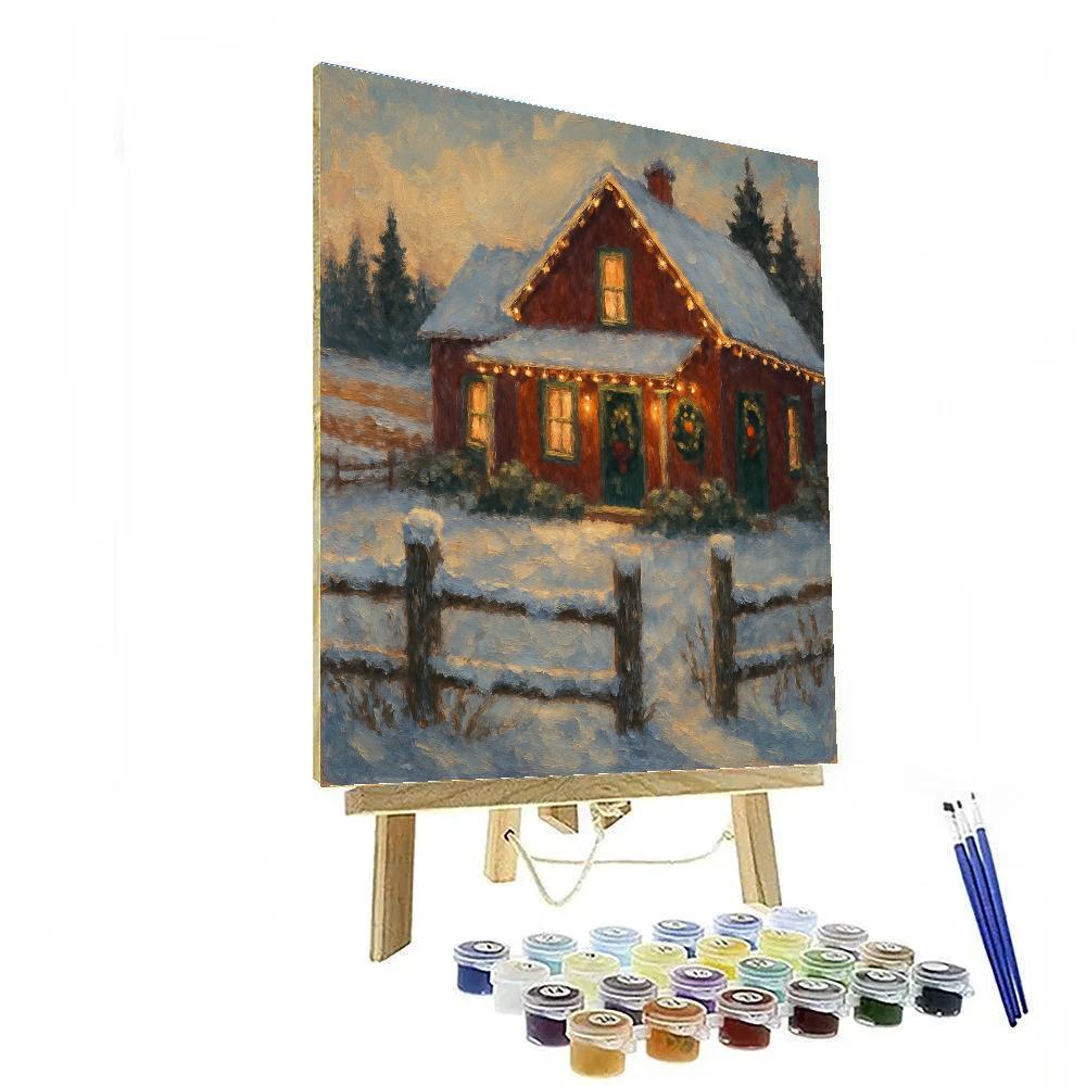 Festive Farmhouse Glow Evening Paint by numbers art