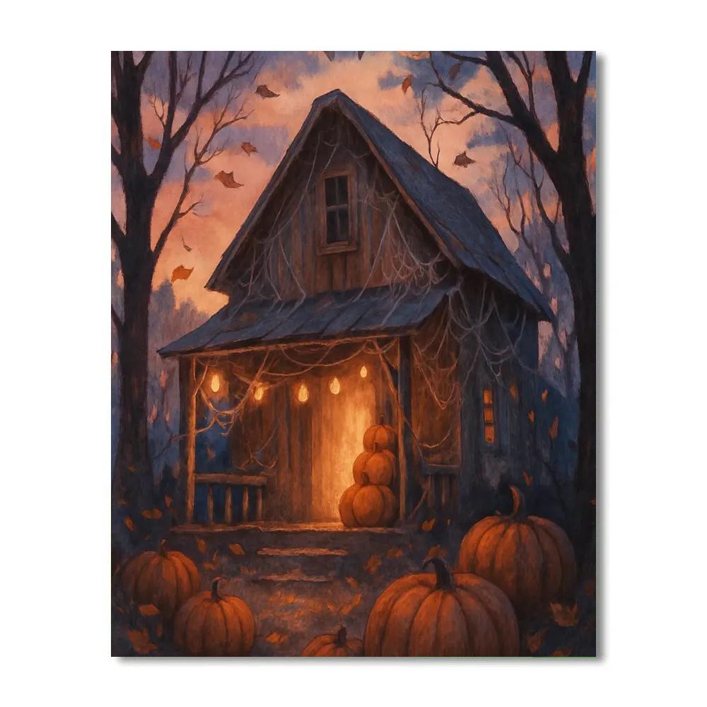 Twilight Barn And Lantern Strings paint by color