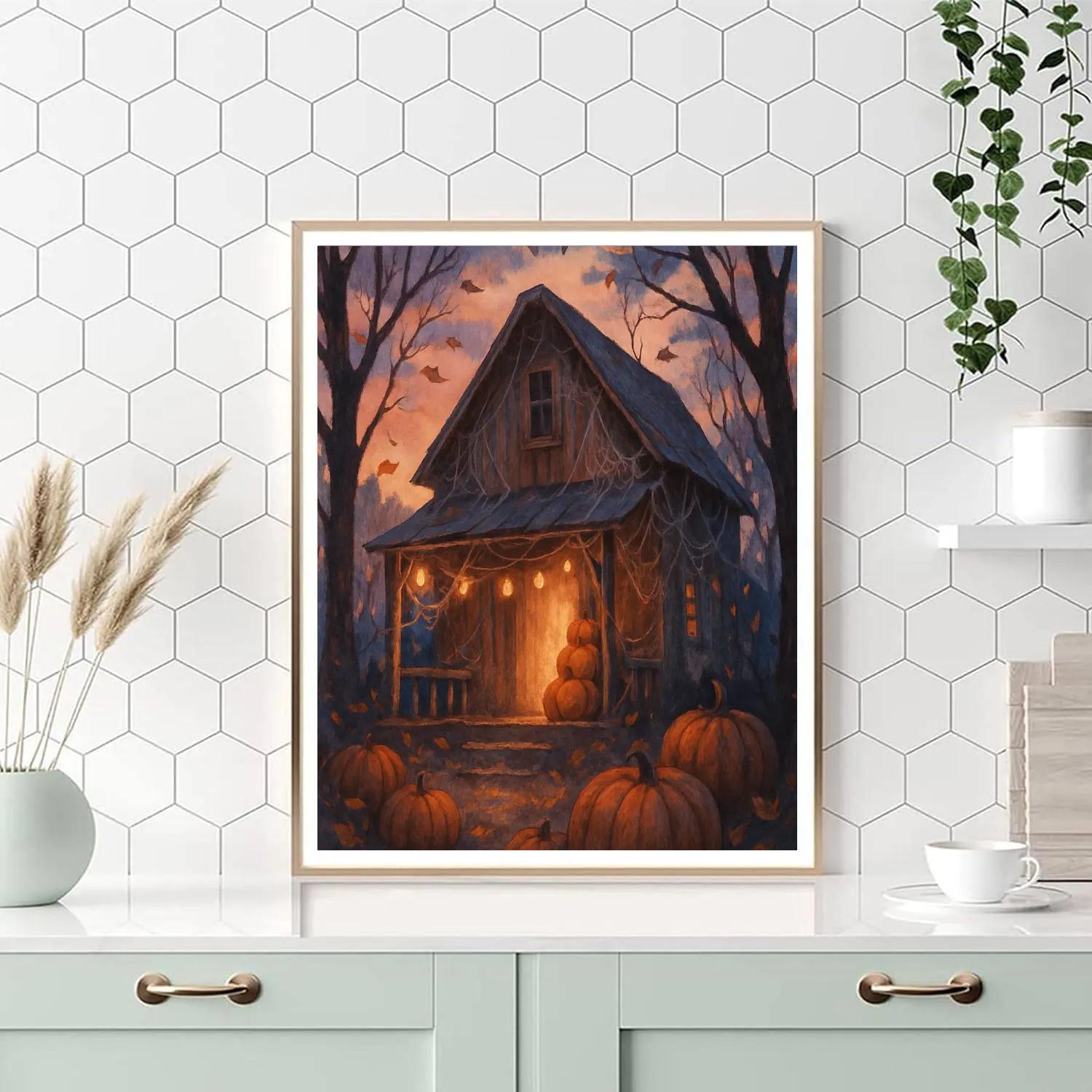 Twilight Barn And Lantern Strings paint by color