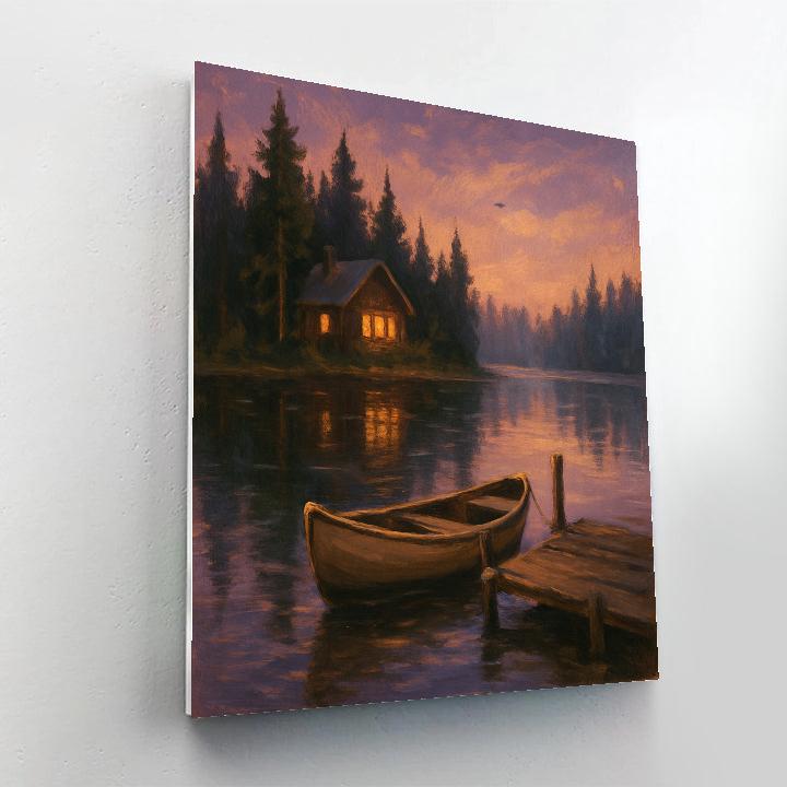 Tranquil Evening Lake Glow Number painting