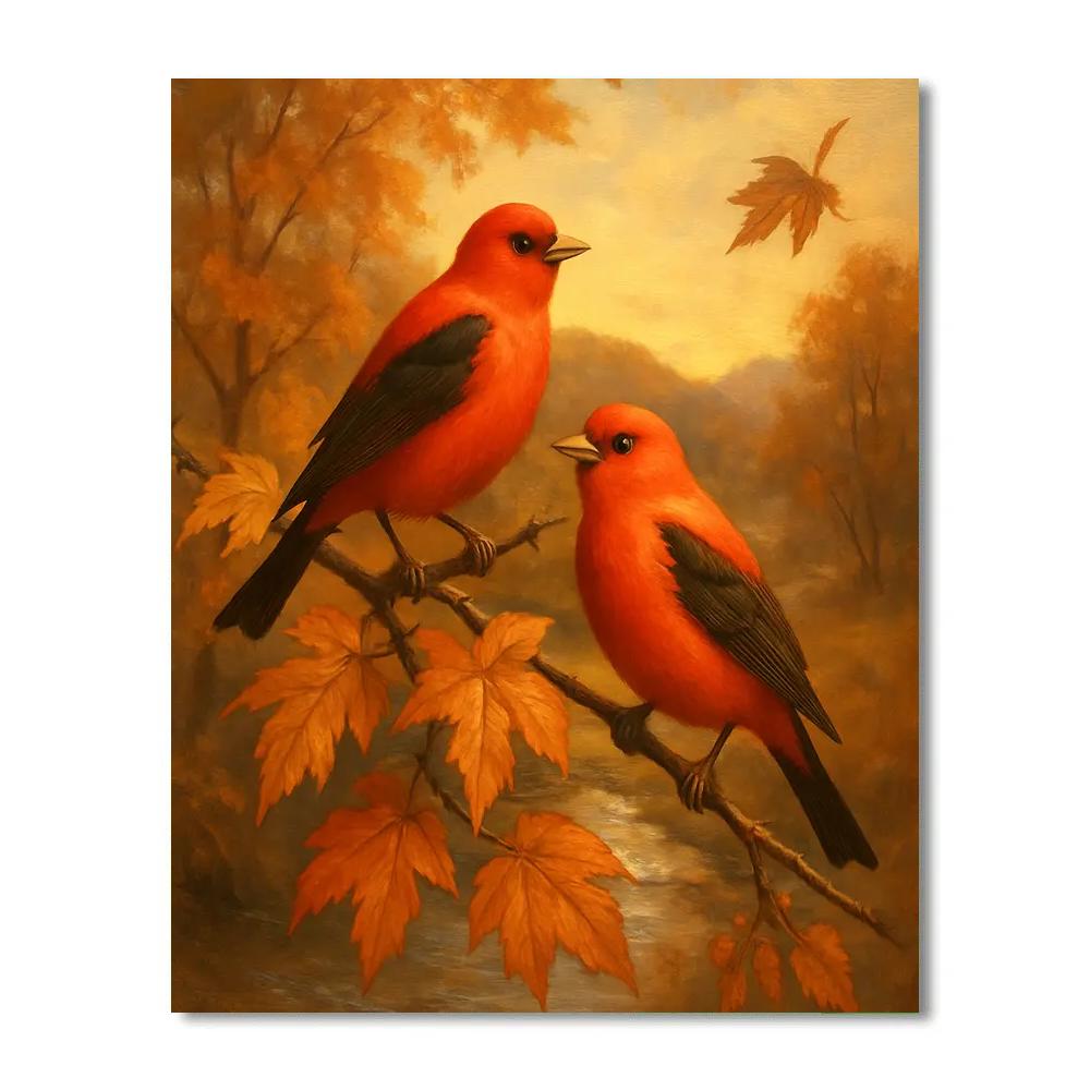 Autumn Evening Songbird Harmony paint by numbers