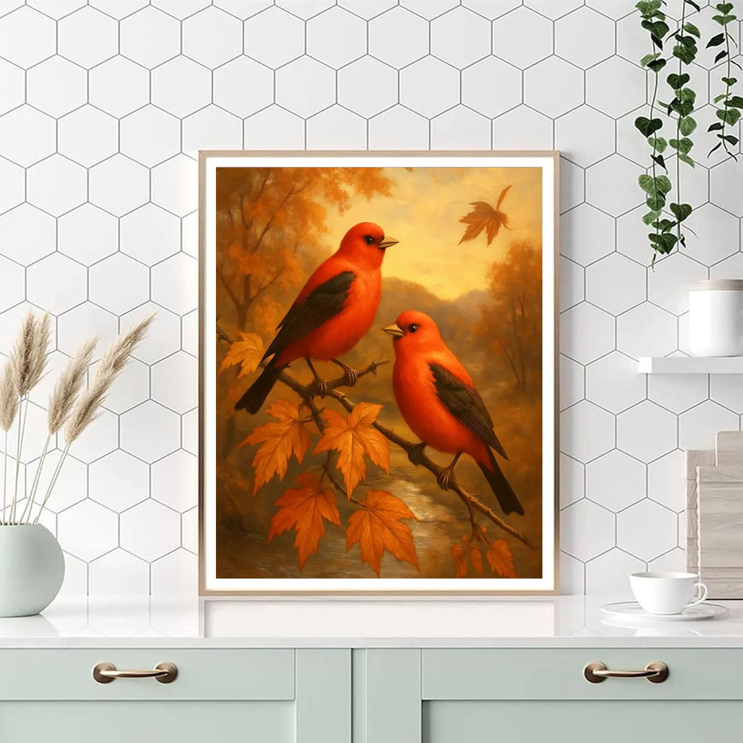 Autumn Evening Songbird Harmony paint by numbers