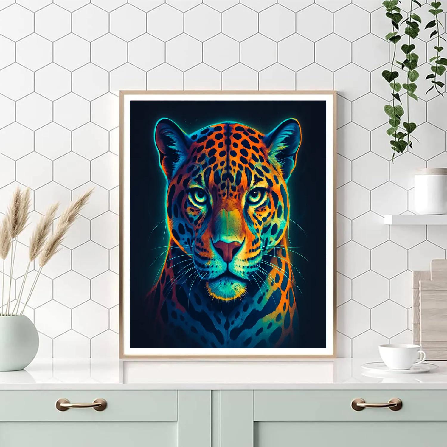 Electric Jaguar Prism Portrait DIY paint by numbers
