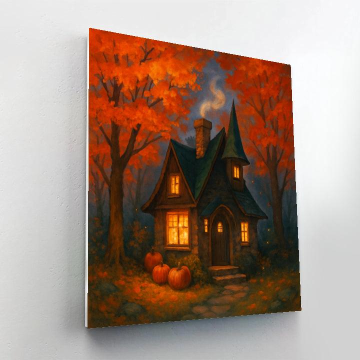 Maple Lantern Cottage At Dusk paint by number