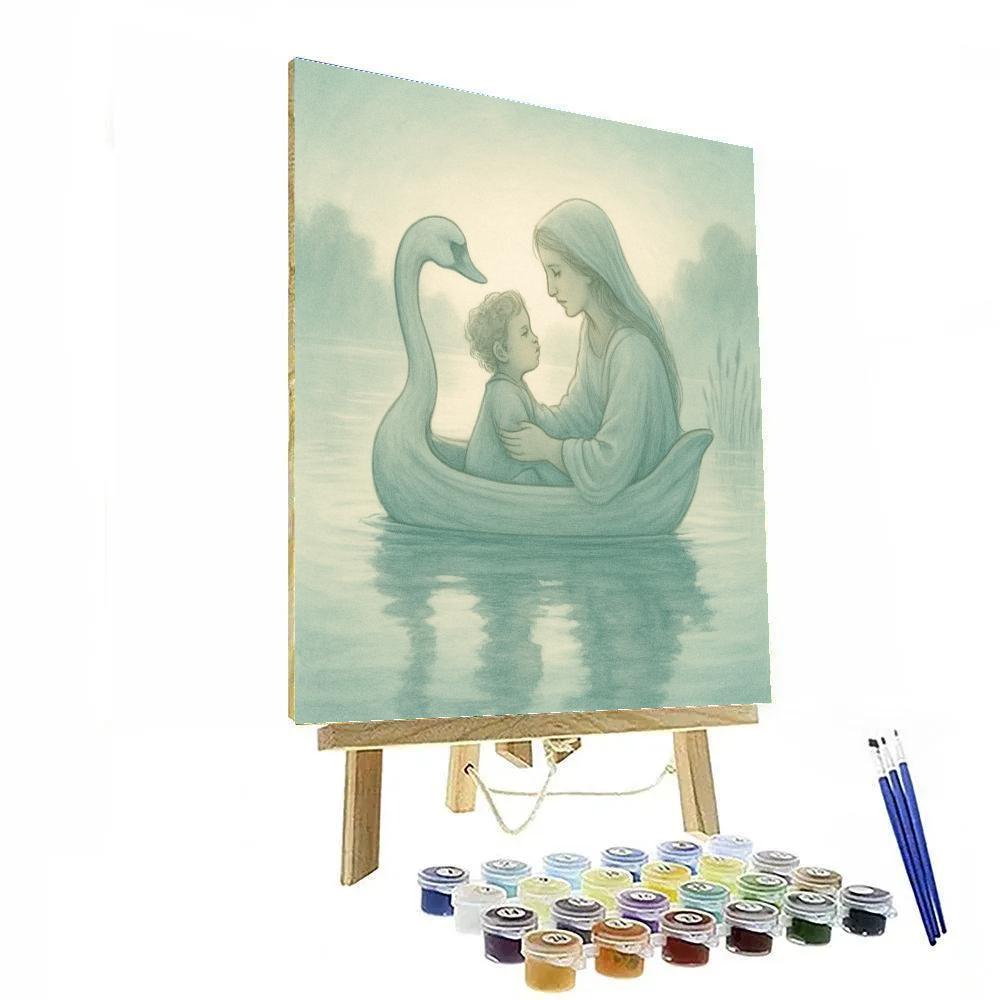 Mother And Baby Swan Boat Ride Paint by numbers kits