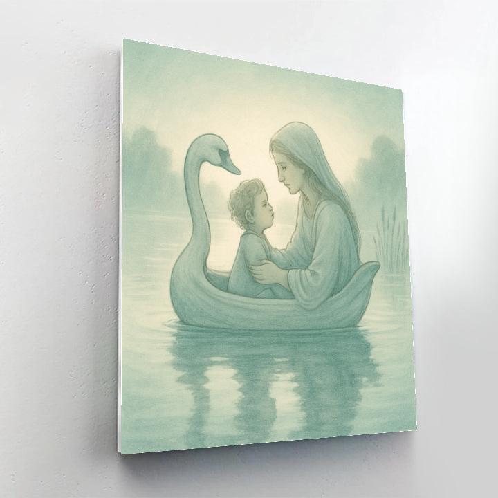 Mother And Baby Swan Boat Ride Paint by numbers kits