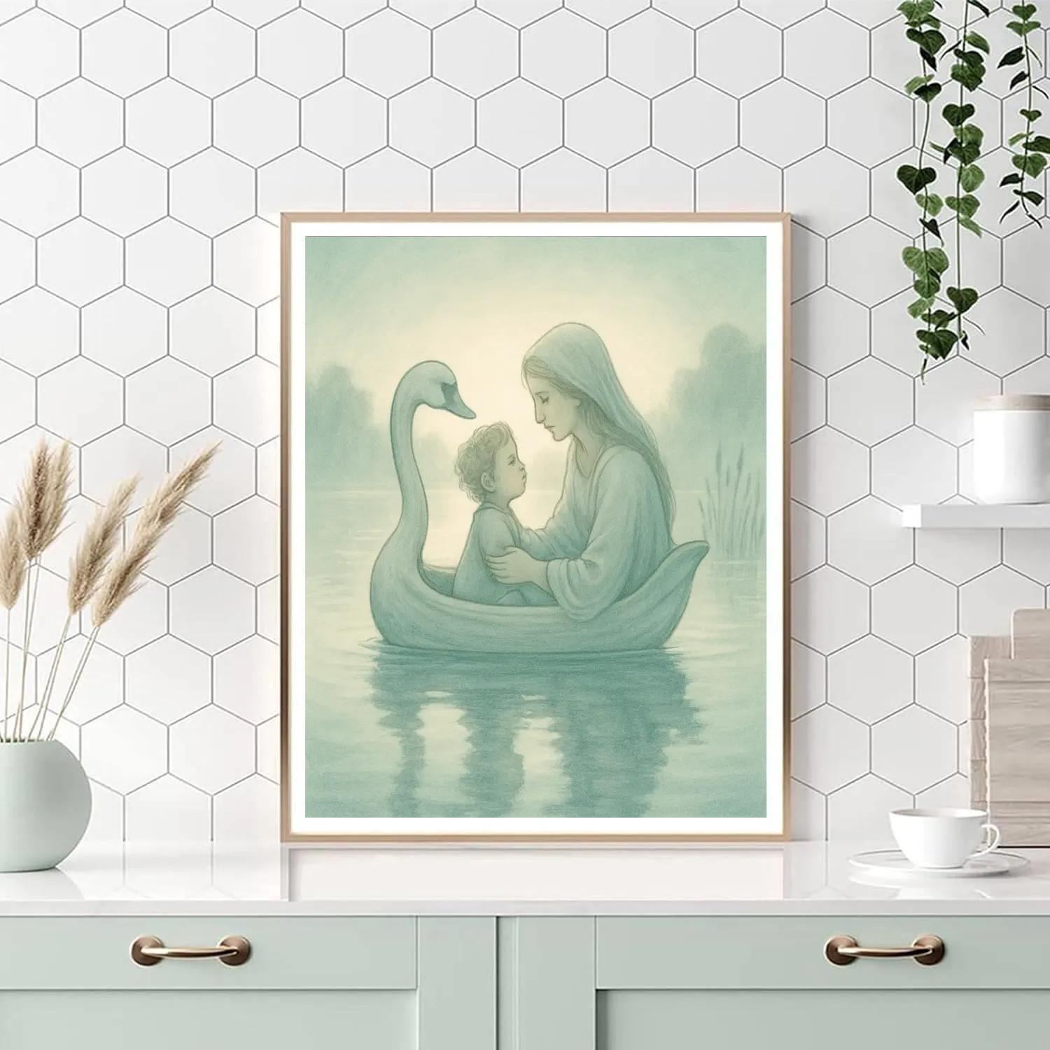 Mother And Baby Swan Boat Ride Paint by numbers kits