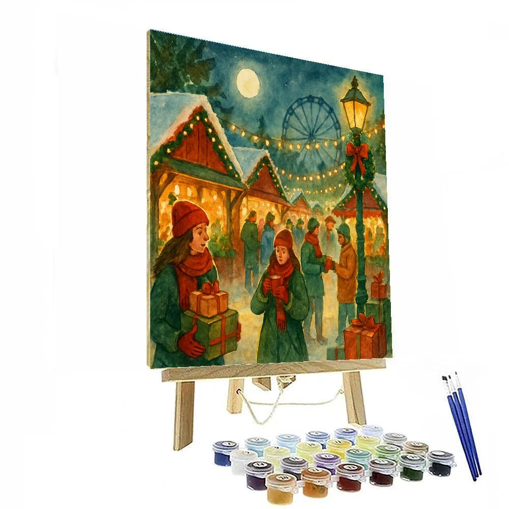 Holiday Market With Twinkling Stalls Number painting