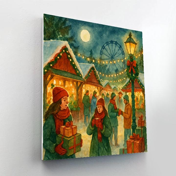 Holiday Market With Twinkling Stalls Number painting
