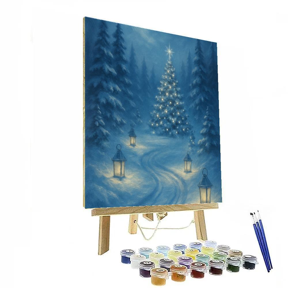 Frosted Pine Lantern Path DIY paint by numbers