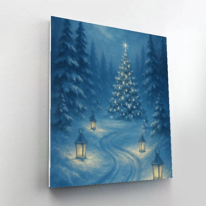 Frosted Pine Lantern Path DIY paint by numbers