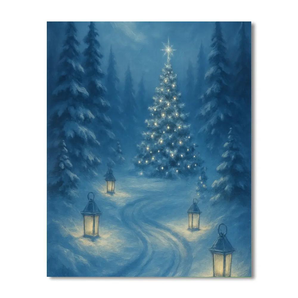 Frosted Pine Lantern Path DIY paint by numbers